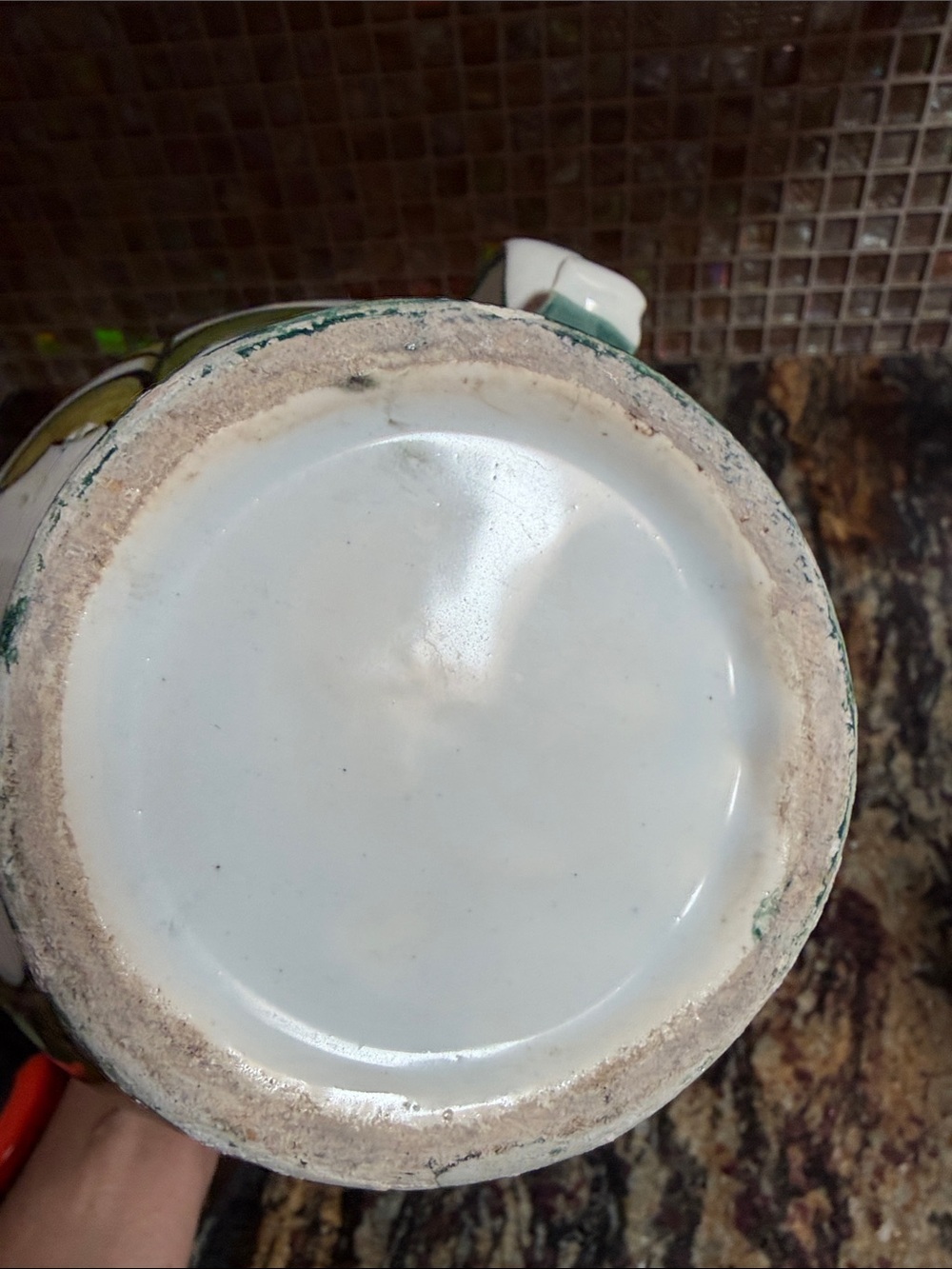 Vintage handmade 10” pitcher floral old world coastal * READ * - Picture 6 of 6